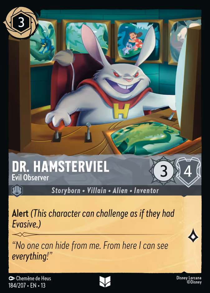Dr. Hamsterviel - Evil Observer Lorcana card (184/207, Attack of the Vine!)