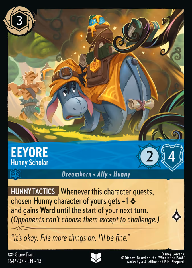Eeyore - Hunny Scholar Lorcana card (164/207, Attack of the Vine!)
