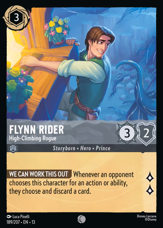 Flynn Rider - High-Climbing Rogue Lorcana card (189/207, Attack of the Vine!)
