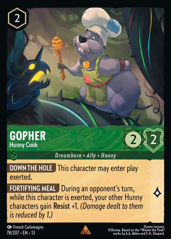 Gopher - Hunny Cook Lorcana card (78/207, Attack of the Vine!)