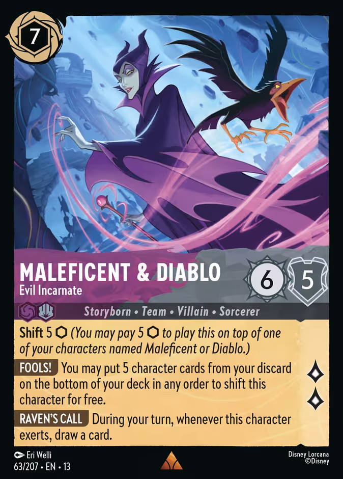 Maleficent & Diablo - Evil Incarnate Lorcana card (63/207, Attack of the Vine!)