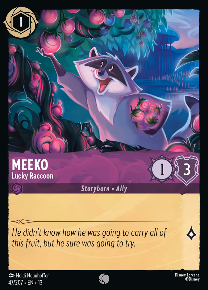 Meeko - Lucky Raccoon Lorcana card (47/207, Attack of the Vine!)