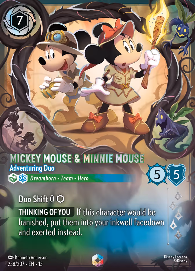 Mickey Mouse & Minnie Mouse - Adventuring Duo Lorcana card (238/207)
