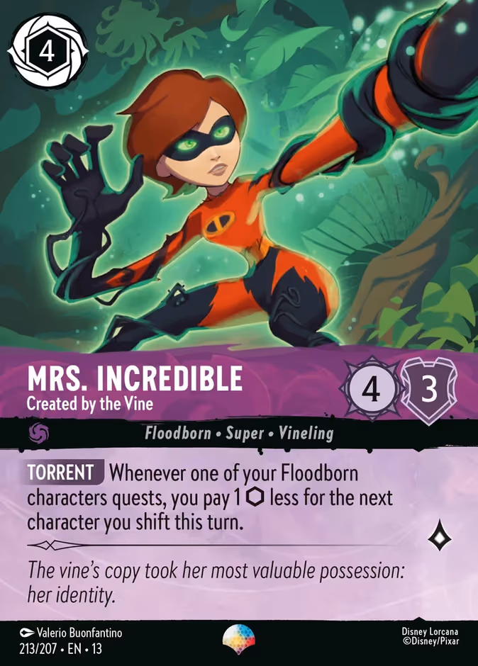 Mrs. Incredible - Created by the Vine Lorcana card (213/207, Attack of the Vine!)