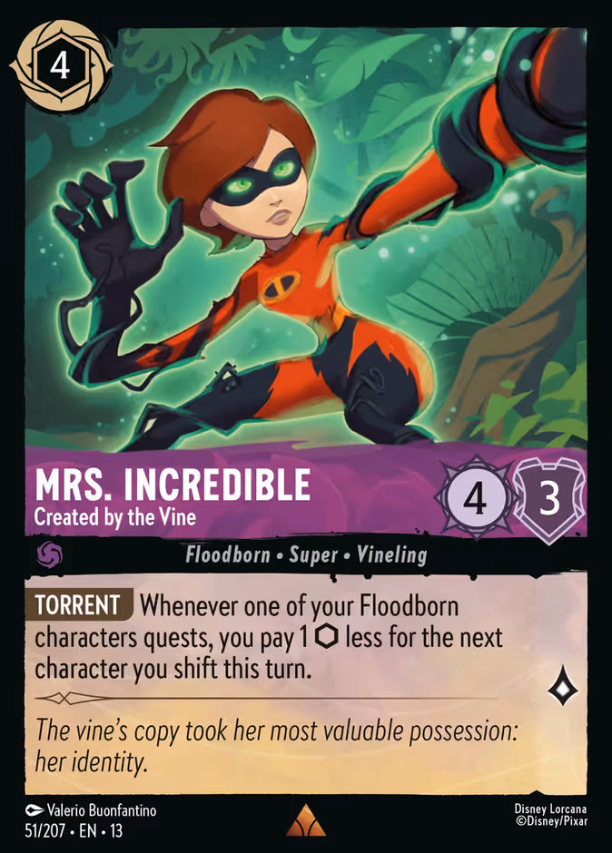 Mrs. Incredible - Created by the Vine Lorcana card (51/207, Attack of the Vine!)