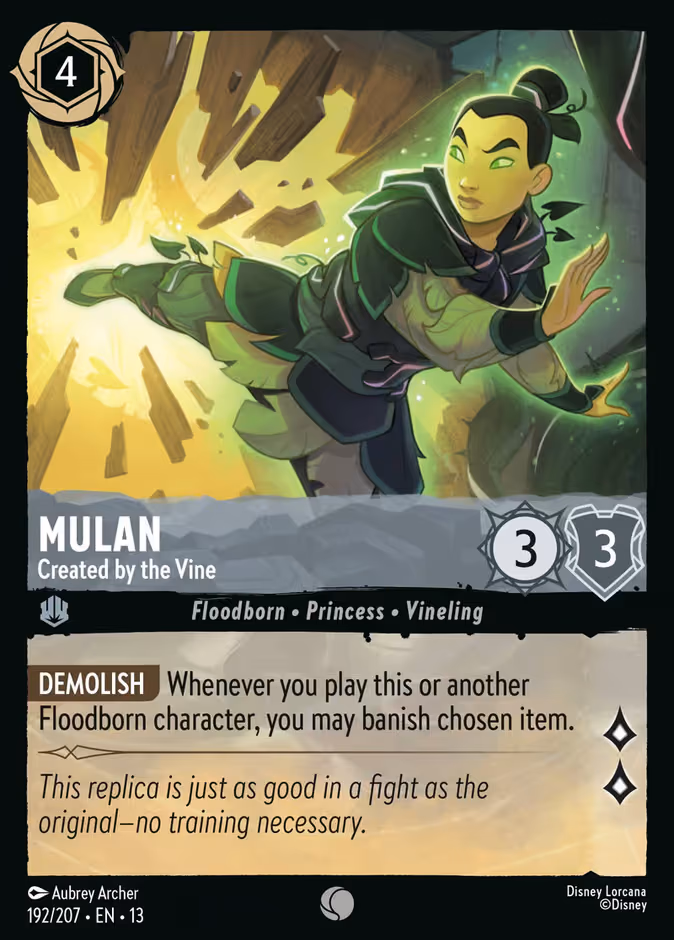 Mulan - Created by the Vine Lorcana card (192/207, Attack of the Vine!)
