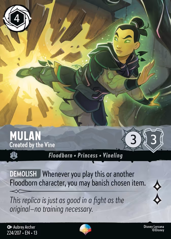 Mulan - Created by the Vine Lorcana card (224/207, Attack of the Vine!)