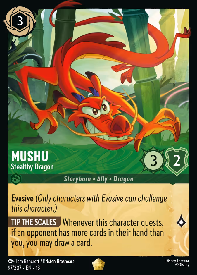 Mushu - Stealthy Dragon Lorcana card (97/207, Attack of the Vine!)