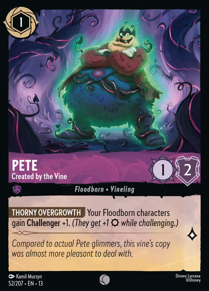 Pete - Created by the Vine Lorcana card (52/207, Attack of the Vine!)