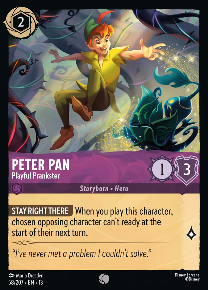 Peter Pan - Playful Prankster Lorcana card (58/207, Attack of the Vine!)