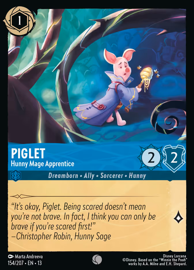 Piglet - Hunny Mage Apprentice Lorcana card (154/207, Attack of the Vine!)