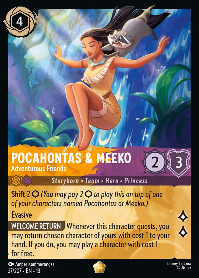 Pocahontas & Meeko - Adventurous Friends Lorcana card (27/207, Attack of the Vine!)