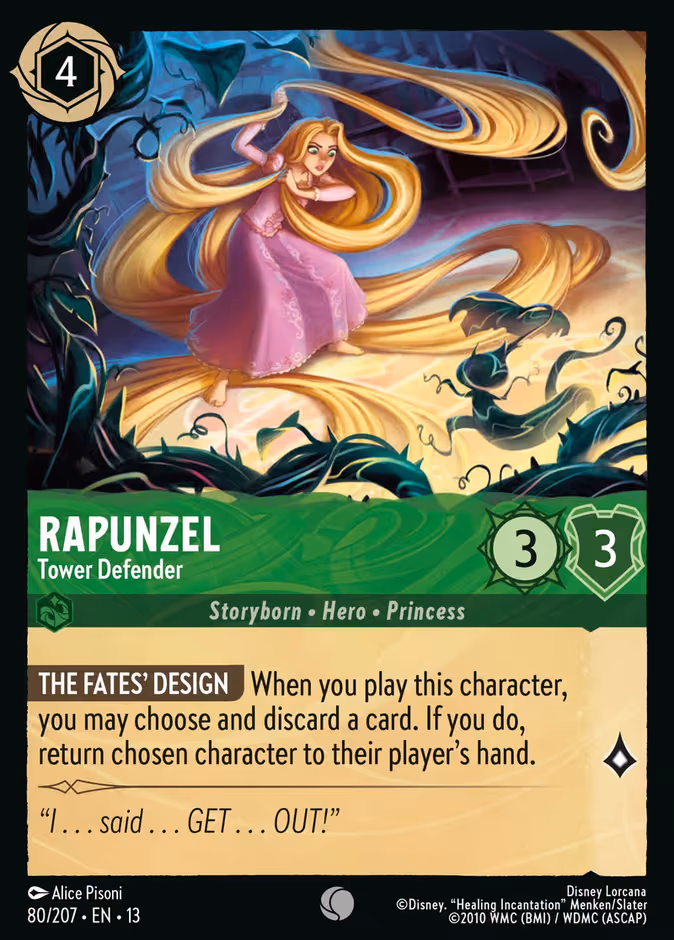 Rapunzel - Tower Defender Lorcana card (80/207, Attack of the Vine!)
