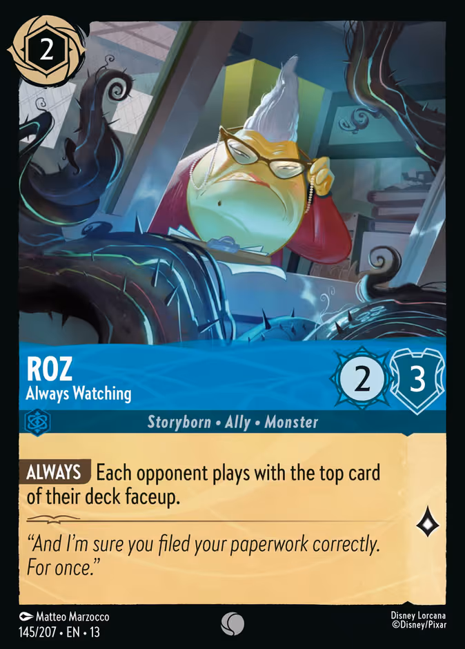 Roz - Always Watching Lorcana card (145/207, Attack of the Vine!)
