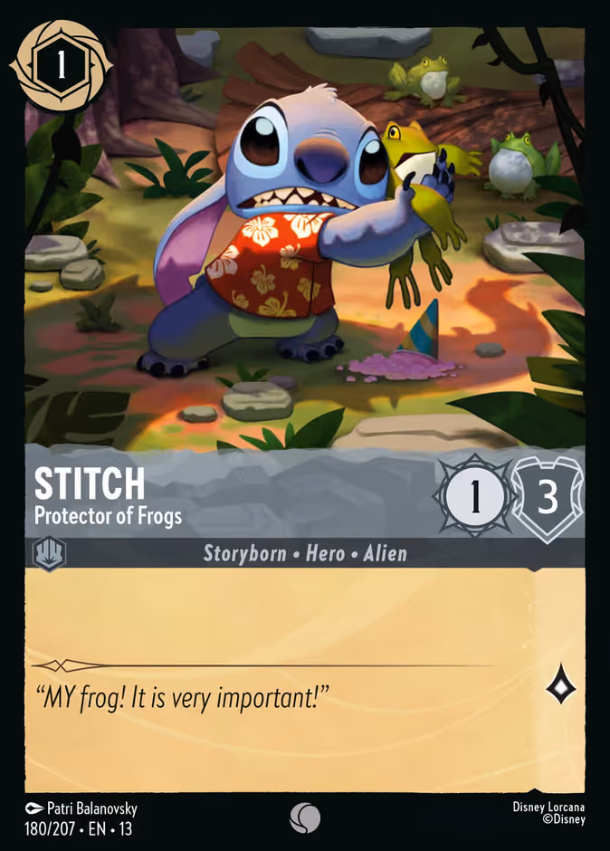 Stitch - Protector of Frogs Lorcana card (180/207, Attack of the Vine!)