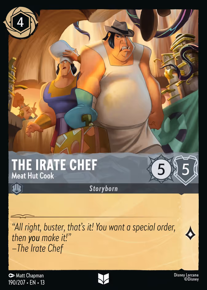 The Irate Chef - Meat Hut Cook Lorcana card (190/207, Attack of the Vine!)