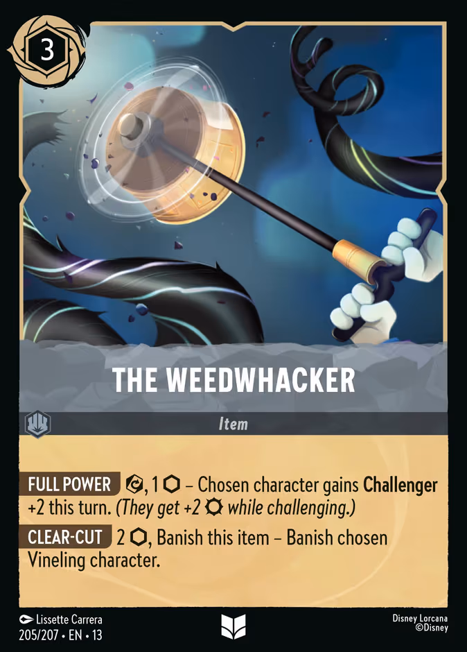 The Weedwhacker Lorcana card (205/207, Attack of the Vine!)