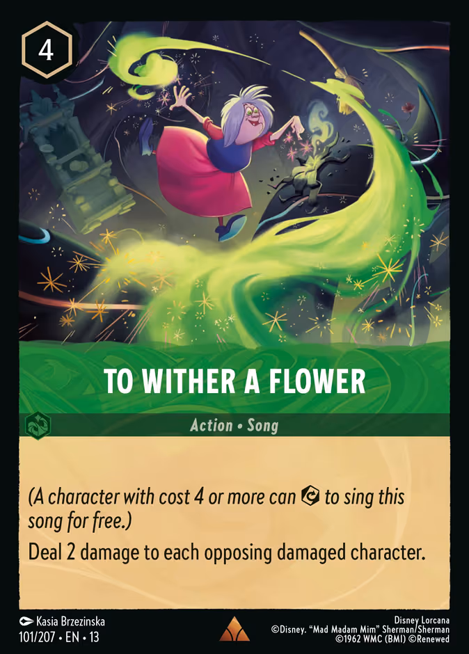 To Wither a Flower Lorcana card (101/207, Attack of the Vine!)