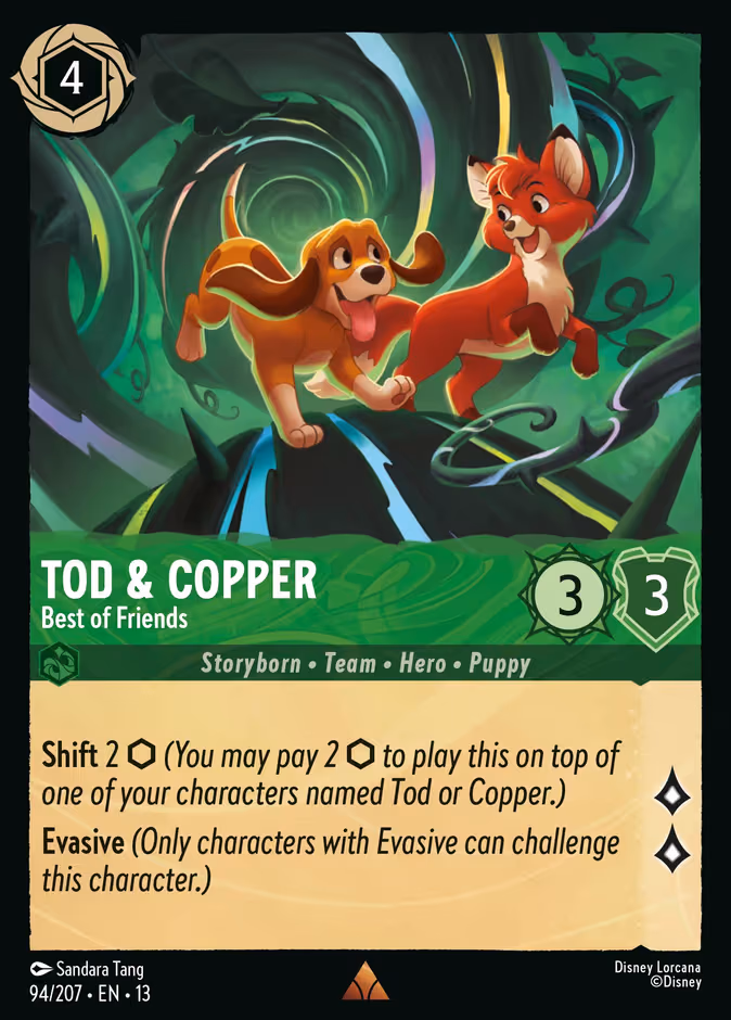 Tod & Copper - Best of Friends Lorcana card (94/207, Attack of the Vine!)