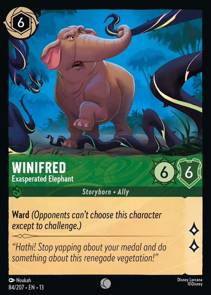 Winifred - Exasperated Elephant Lorcana card (84/207, Attack of the Vine!)