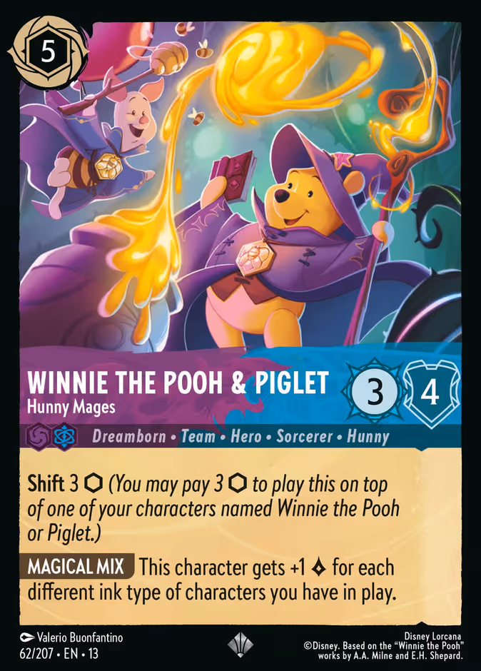 Winnie the Pooh & Piglet - Hunny Mages Lorcana card (62/207, Attack of the Vine!)