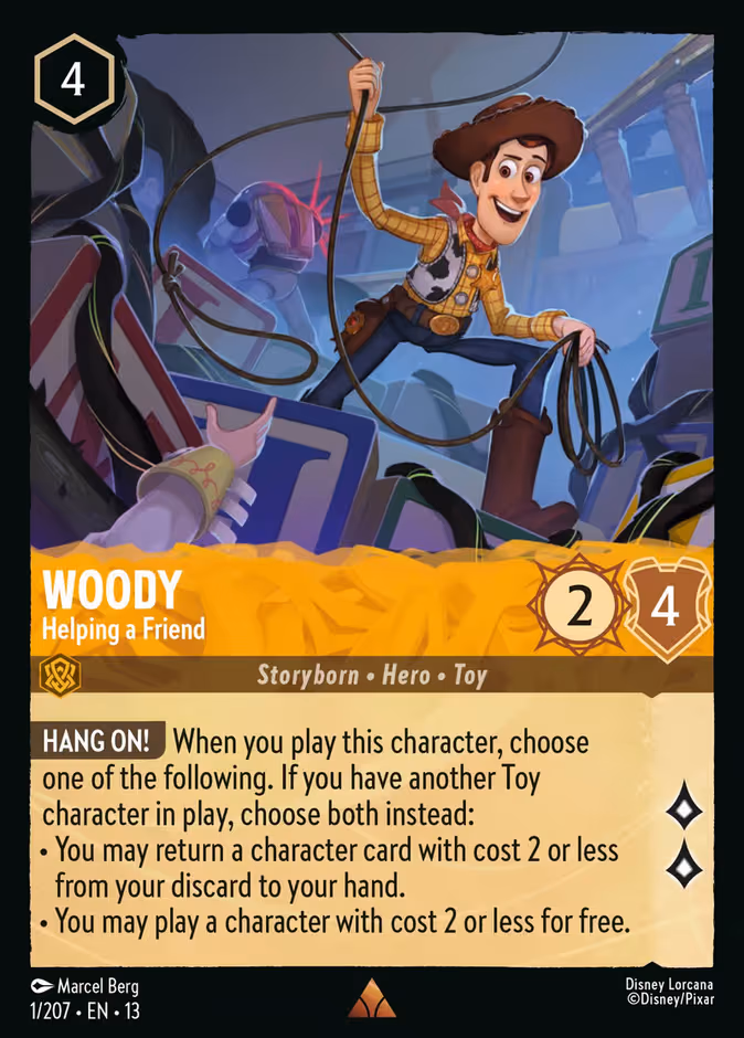 Woody - Helping a Friend Lorcana card (1/207, Attack of the Vine!)