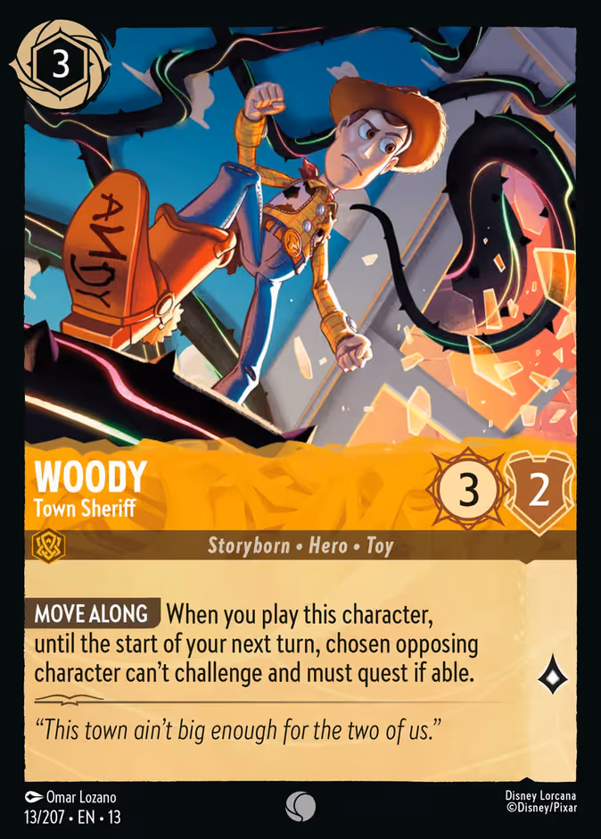 Woody - Town Sheriff Lorcana card (13/207, Attack of the Vine!)