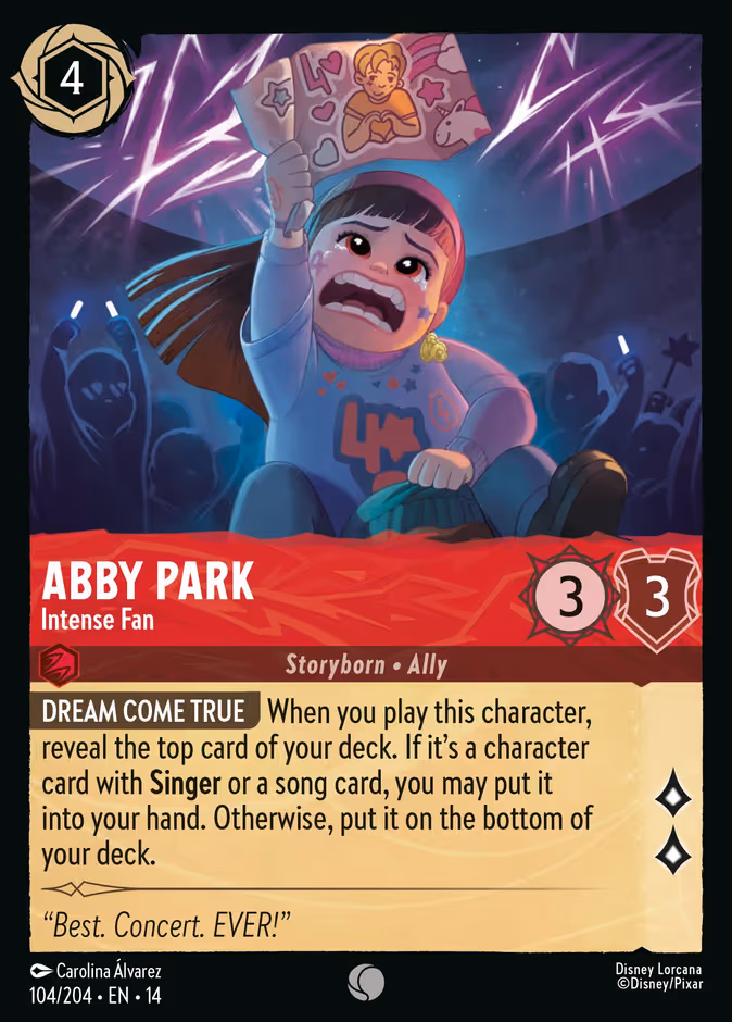 Abby Park - Intense Fan Lorcana card (104/197, Hyperia City)