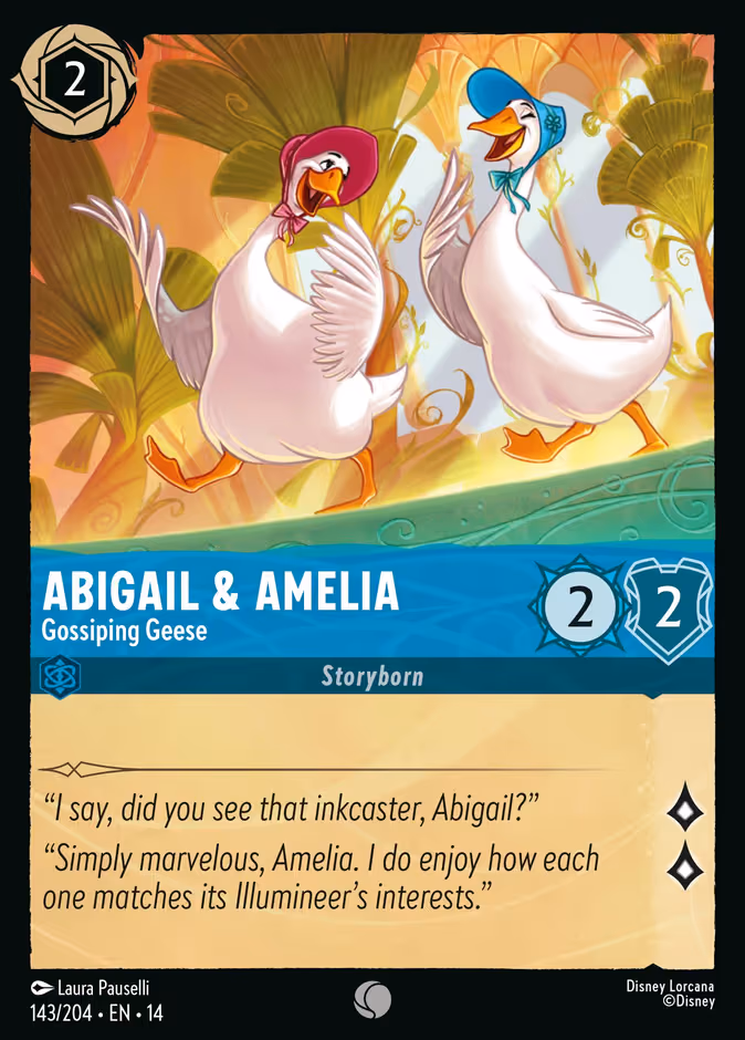 Abigail & Amelia - Gossiping Geese Lorcana card (143/201, Hyperia City)