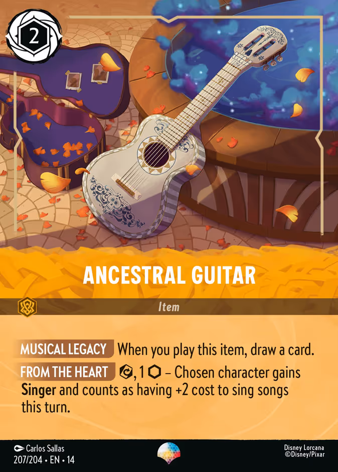 Ancestral Guitar Lorcana card (207/204, Hyperia City)