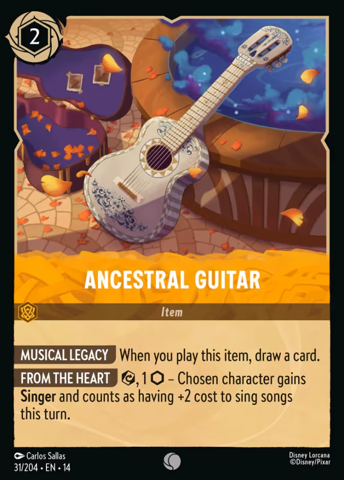 Ancestral Guitar Lorcana card (31/204, Hyperia City)