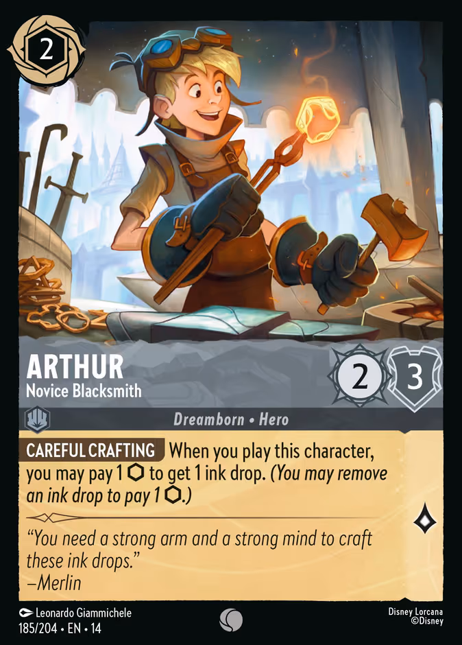 Arthur - Novice Blacksmith Lorcana card (185/195, Hyperia City)