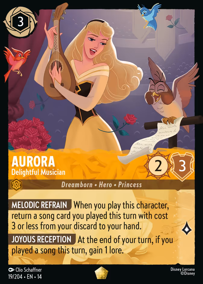 Aurora - Delightful Musician Lorcana card (19/197, Hyperia City)
