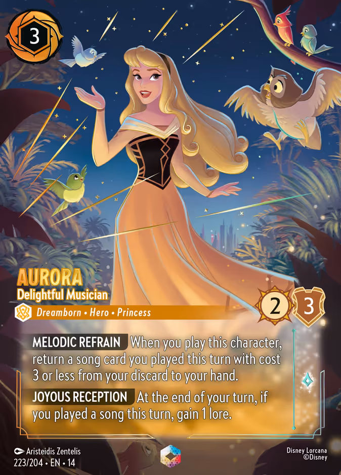 Aurora - Delightful Musician (Enchanted) Lorcana card (223/204, Hyperia City)