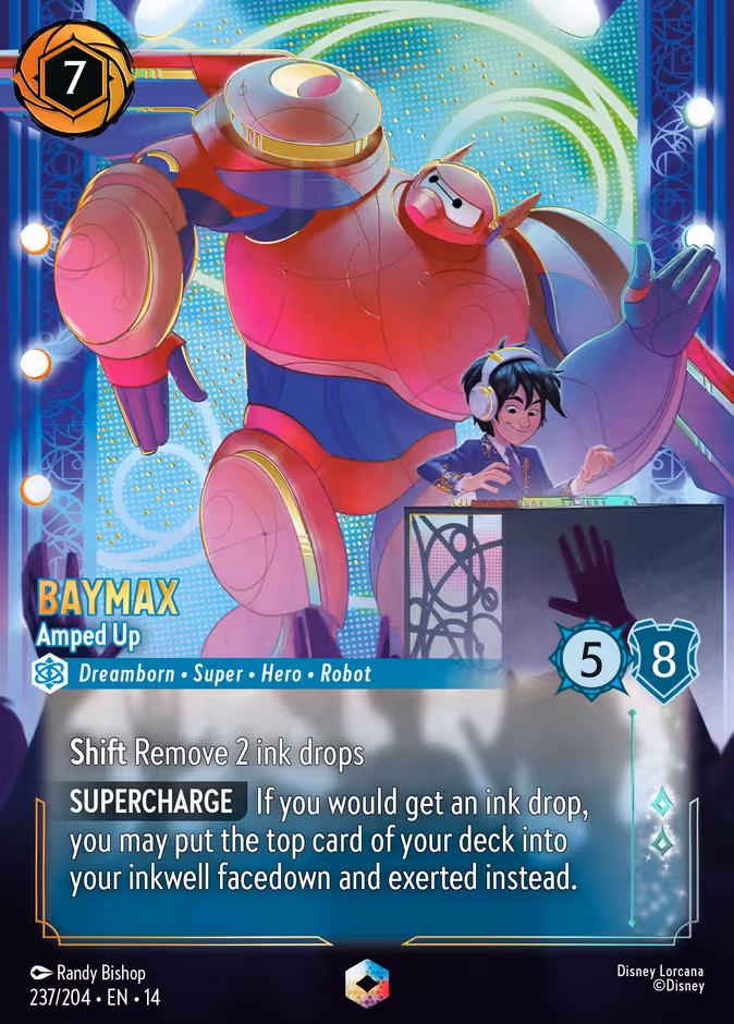 Baymax - Amped Up (Enchanted) Lorcana card (237/204, Hyperia City)