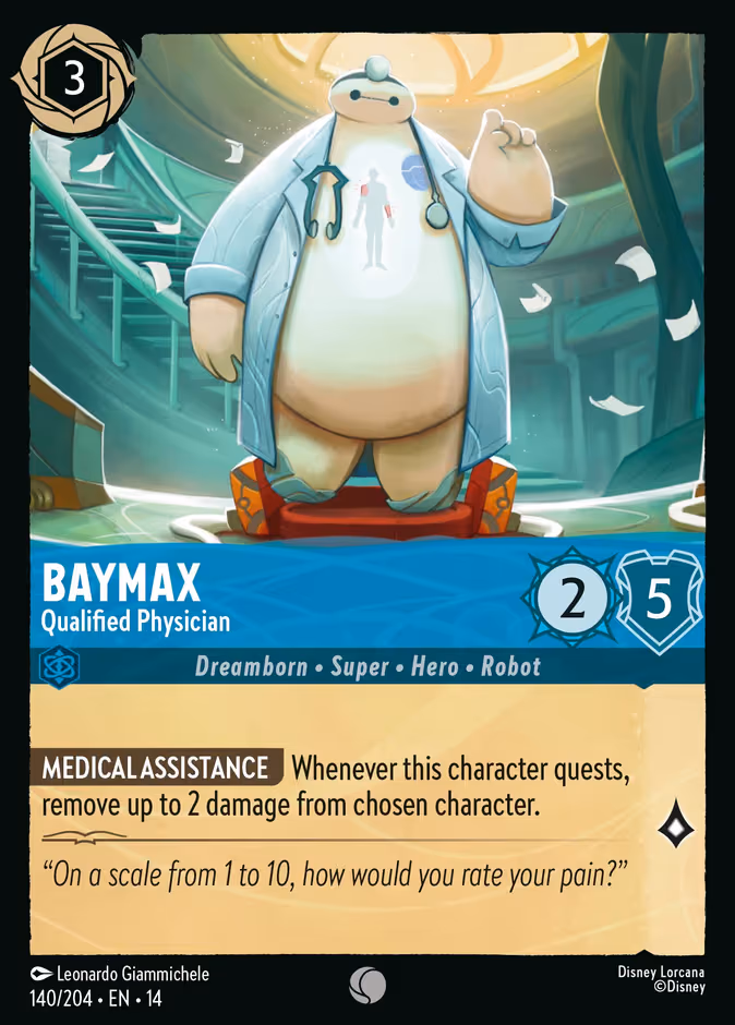 Baymax - Qualified Physician Lorcana card (140/201, Hyperia City)