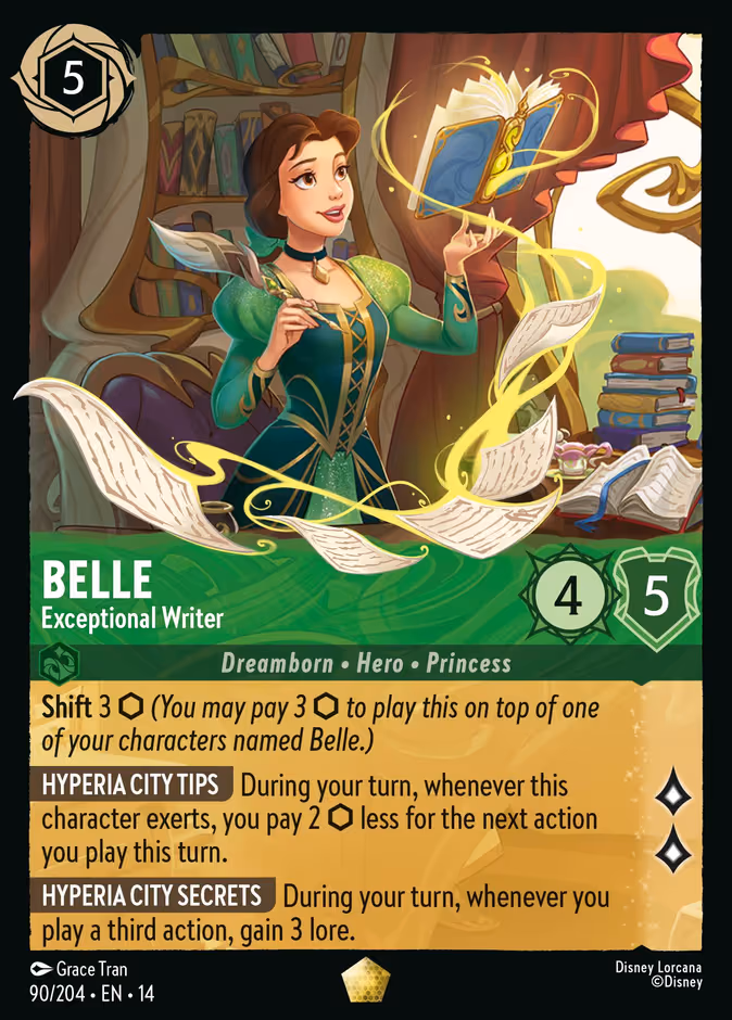 Belle - Exceptional Writer Lorcana card (90/204, Hyperia City)