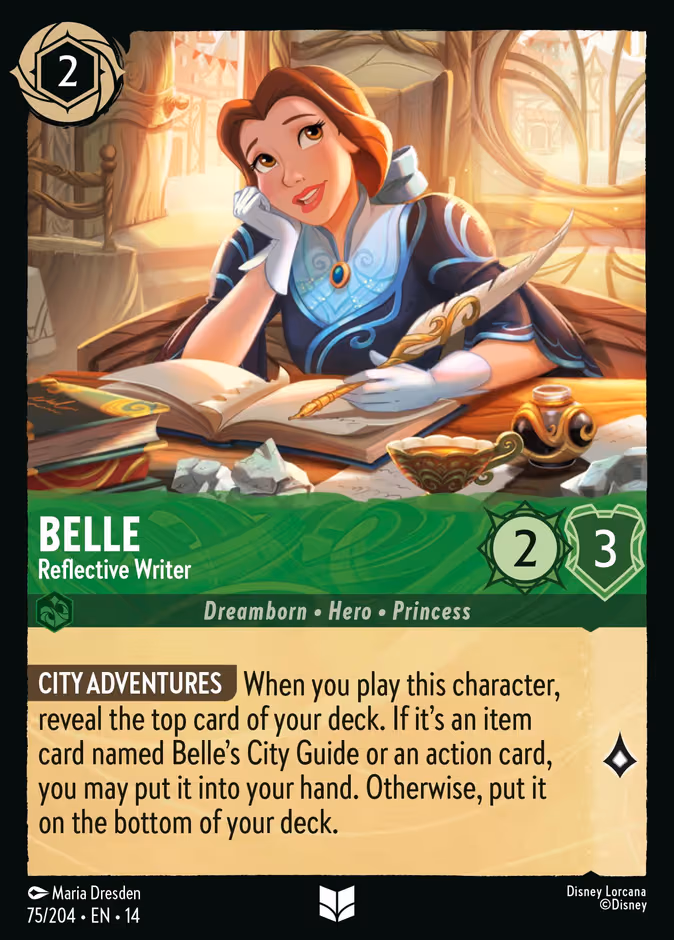 Belle - Reflective Writer Lorcana card (75/195, Hyperia City)