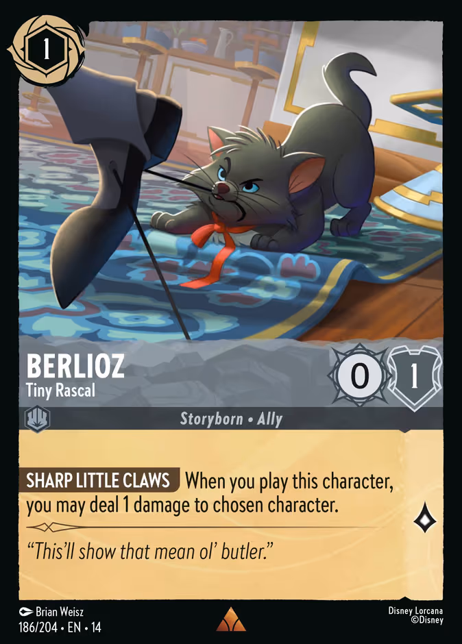 Berlioz - Tiny Rascal Lorcana card (186/197, Hyperia City)