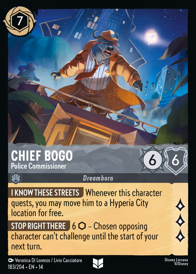 Chief Bogo - Police Commissioner Lorcana card (183/204, Hyperia City)