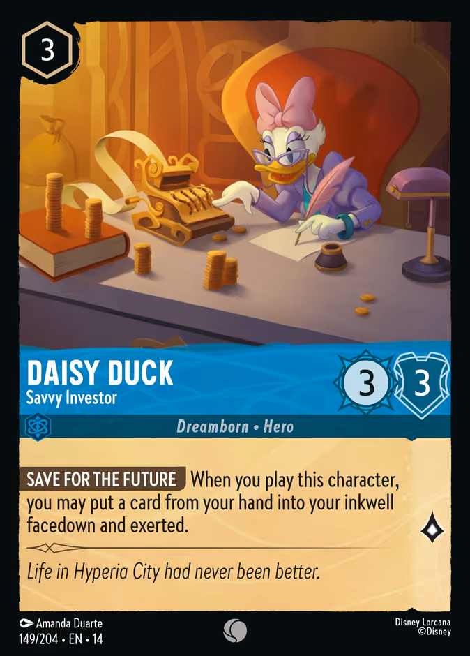 Daisy Duck - Savvy Investor Lorcana card (149/204, Hyperia City)