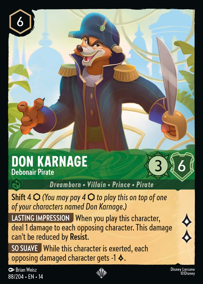 Don Karnage - Debonair Pirate Lorcana card (88/204)