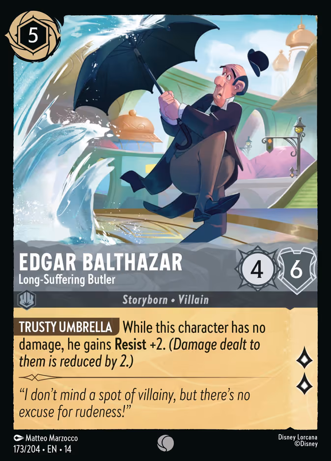 Edgar Balthazar - Long-Suffering Butler Lorcana card (173/204, Hyperia City)