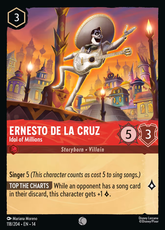 Ernesto de la Cruz - Idol of Millions Lorcana card (118/204, Hyperia City)