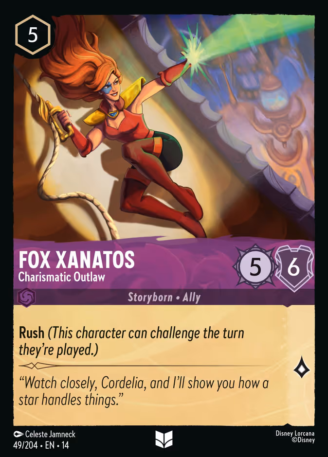 Fox Xanatos - Charismatic Outlaw Lorcana card (49/201, Hyperia City)
