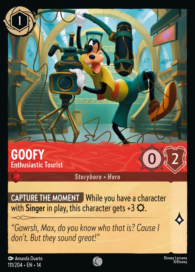 Goofy - Enthusiastic Tourist Lorcana card (111/201, Hyperia City)