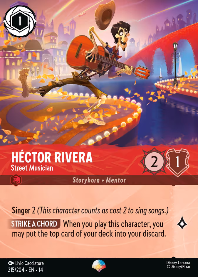 Héctor Rivera - Street Musician Lorcana card (215/204, Hyperia City)
