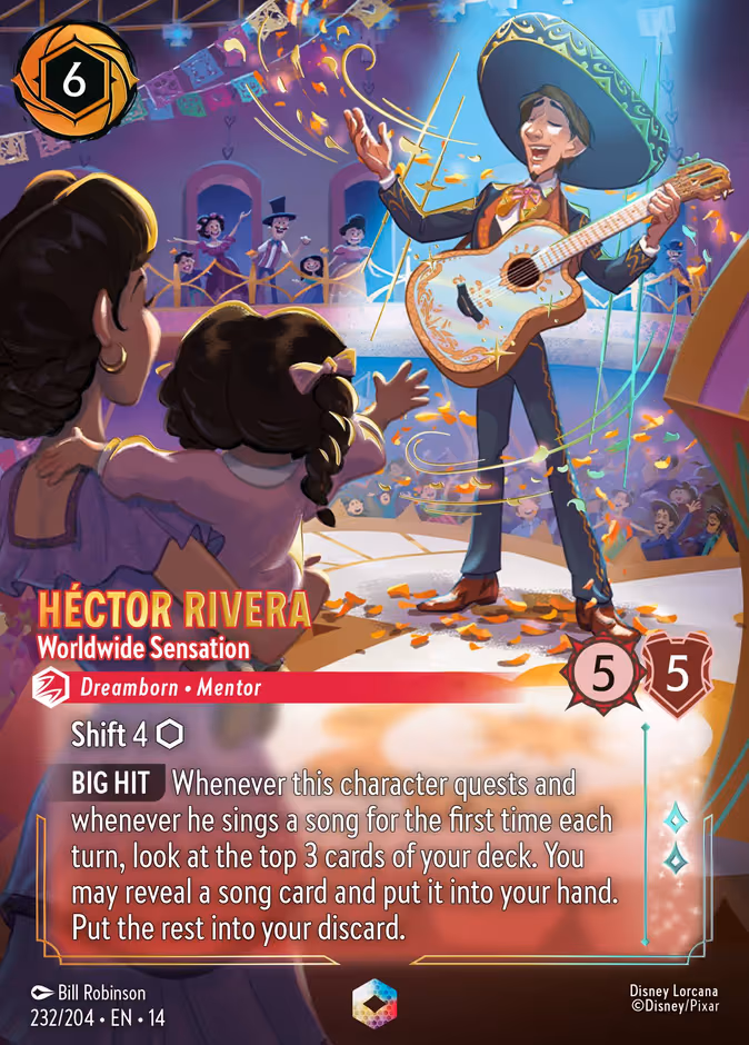 Héctor Rivera - Worldwide Sensation (Enchanted) Lorcana card (232/204, Hyperia City)