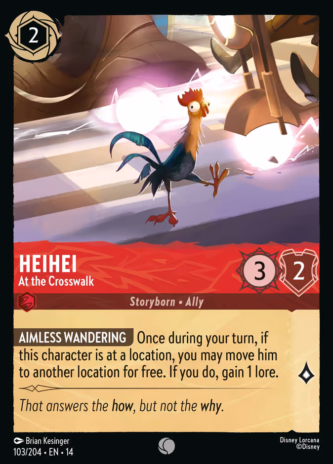 Heihei - At the Crosswalk Lorcana card (103/201, Hyperia City)