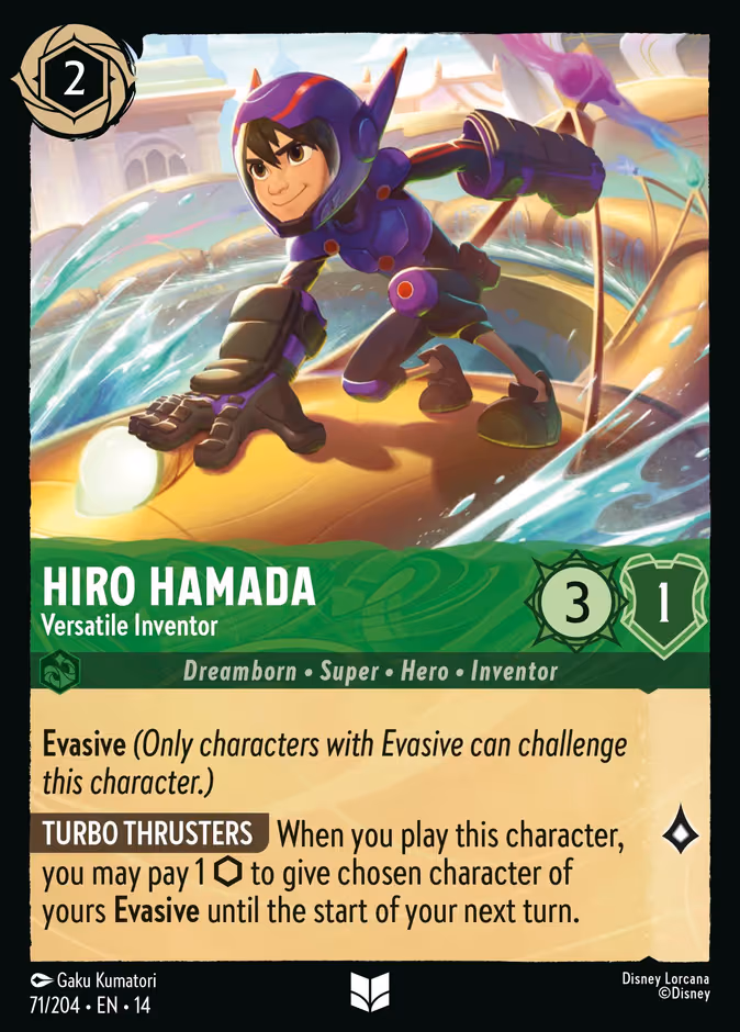 Hiro Hamada - Versatile Inventor Lorcana card (71/201, Hyperia City)